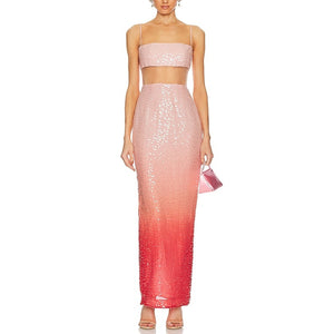Sau Lee Sequined Ombre Coral Talia Dress Size 2