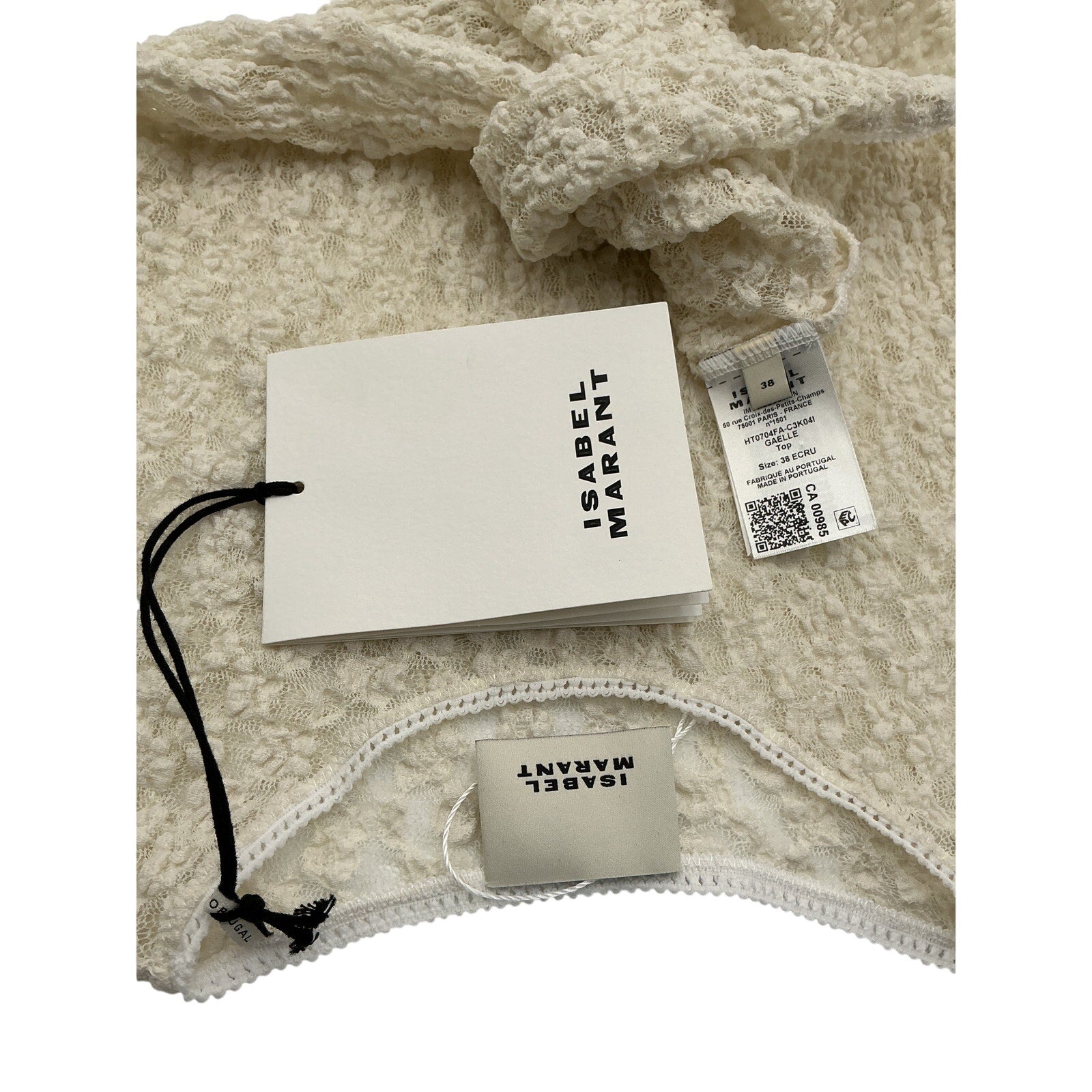 Isabel Marant 'Gaelle' Cream Nylon Floral Stretch Lace Top Size 38