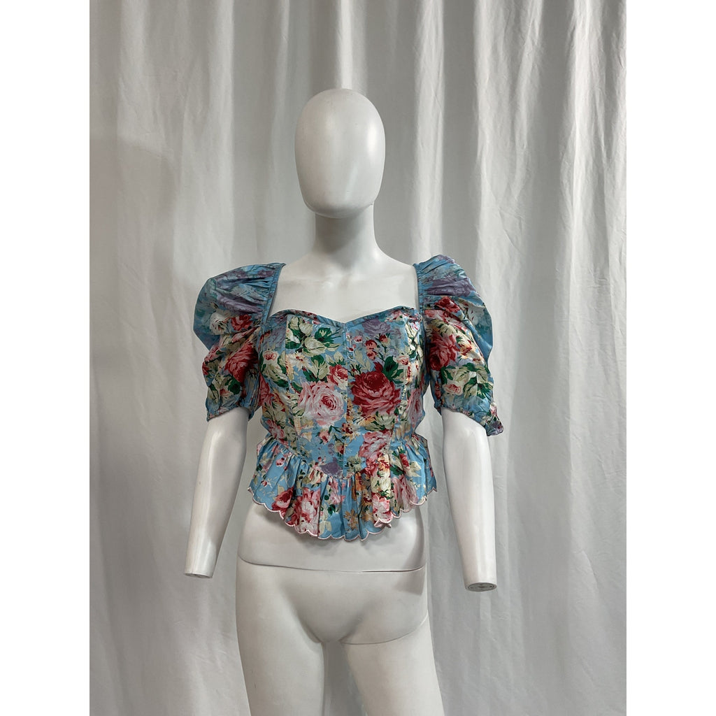Hemant And Nandita Blue Satin Top Size S