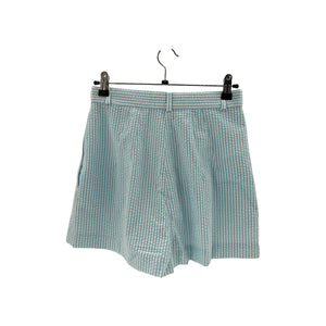 Matthew Bruch Seersucker Blue Button Pleated Size 2 Shorts