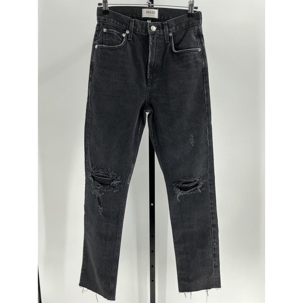 Agolde 'Cherie' Black Cotton High Rise Straight Jean Size 24