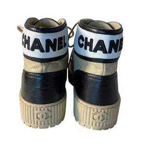 Chanel Leather Tan Platform High Top Sneakers Size 36.5 EU / US 6.5