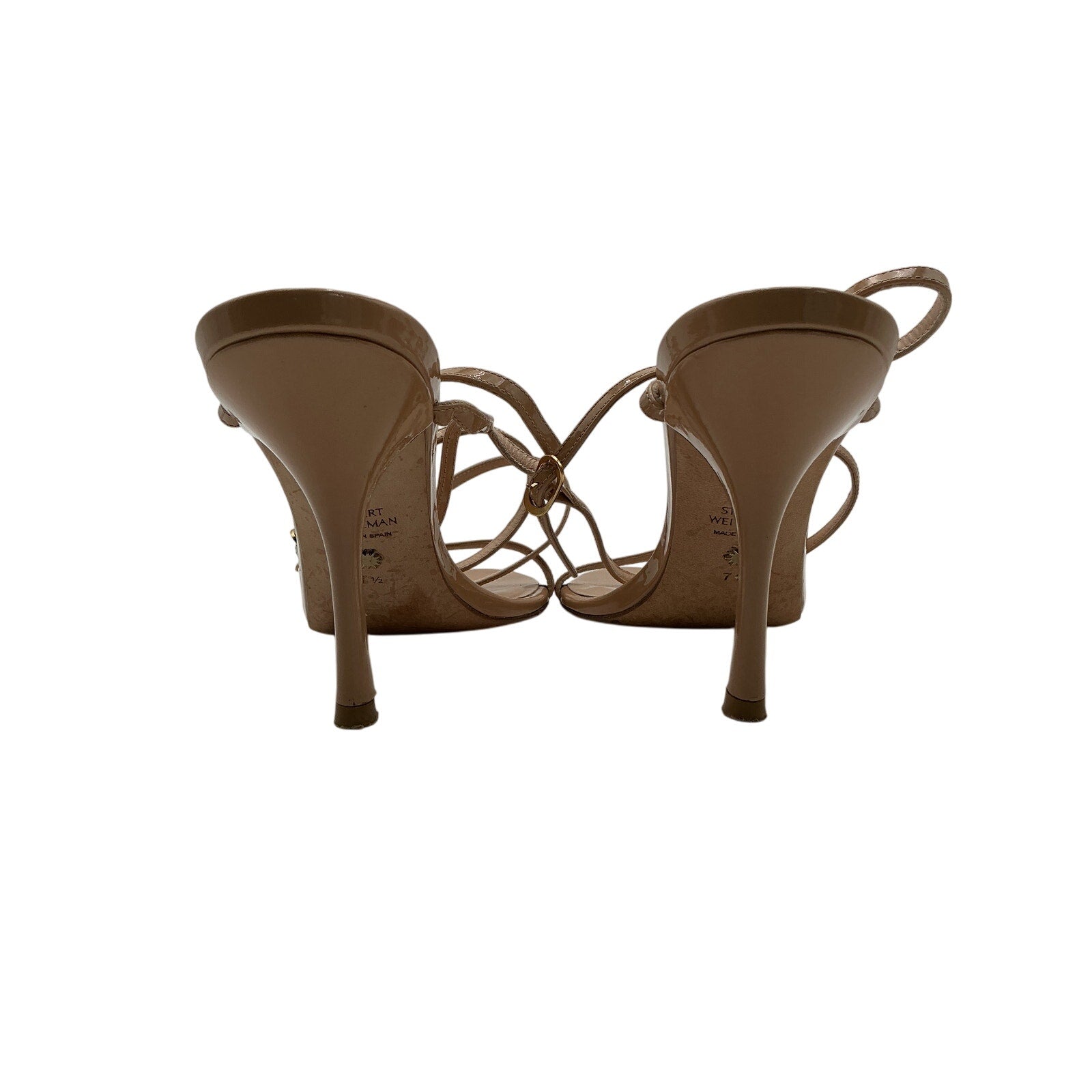 Stuart Weitzman 'Merinda' Tan Leather Heeled Sandals Size 7.5