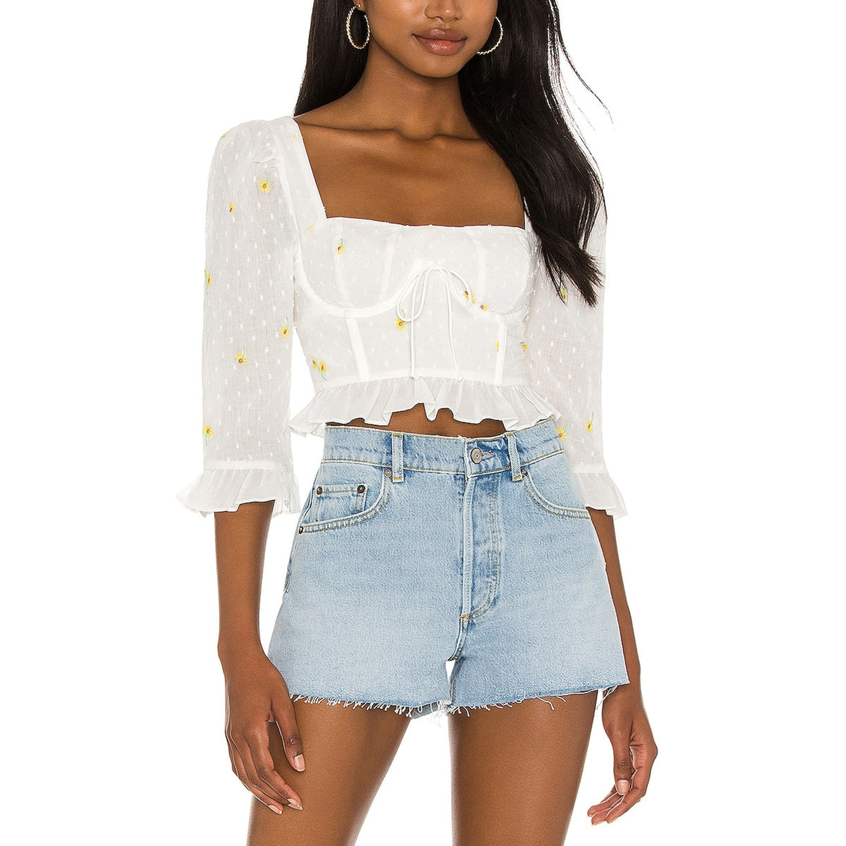 For Love & Lemons 'Abby' White Blouse Size XS