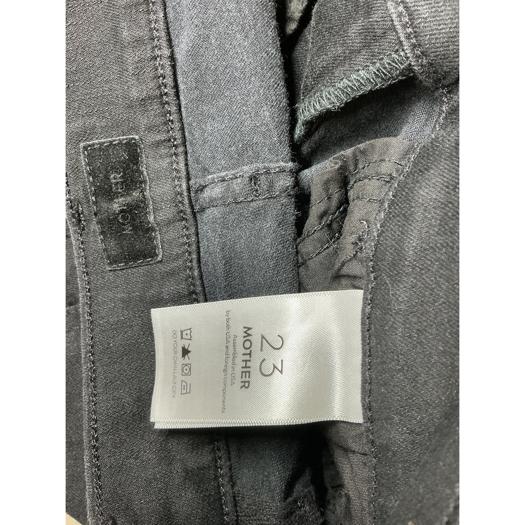 Mother The Hustler High Waist Black Cotton Ankle Flare Jeans Size 23