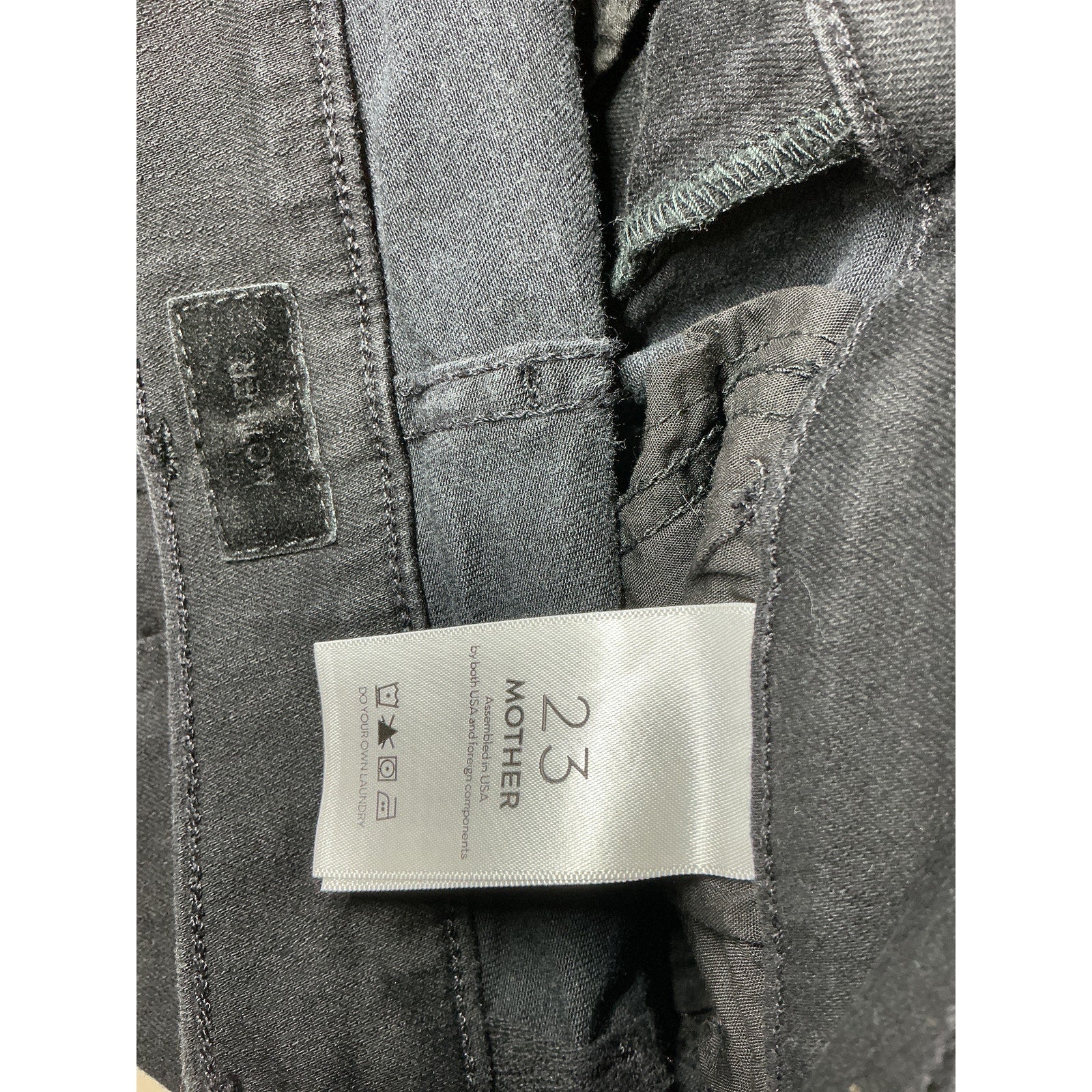 Mother The Hustler High Waist Black Cotton Ankle Flare Jeans Size 23