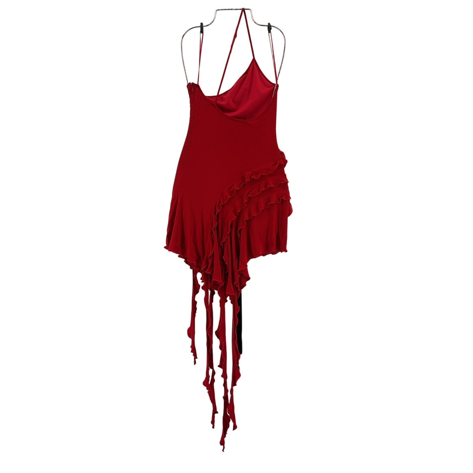 Blumarine 'Asymmetrical' Red Viscose Mini Dress Size 2