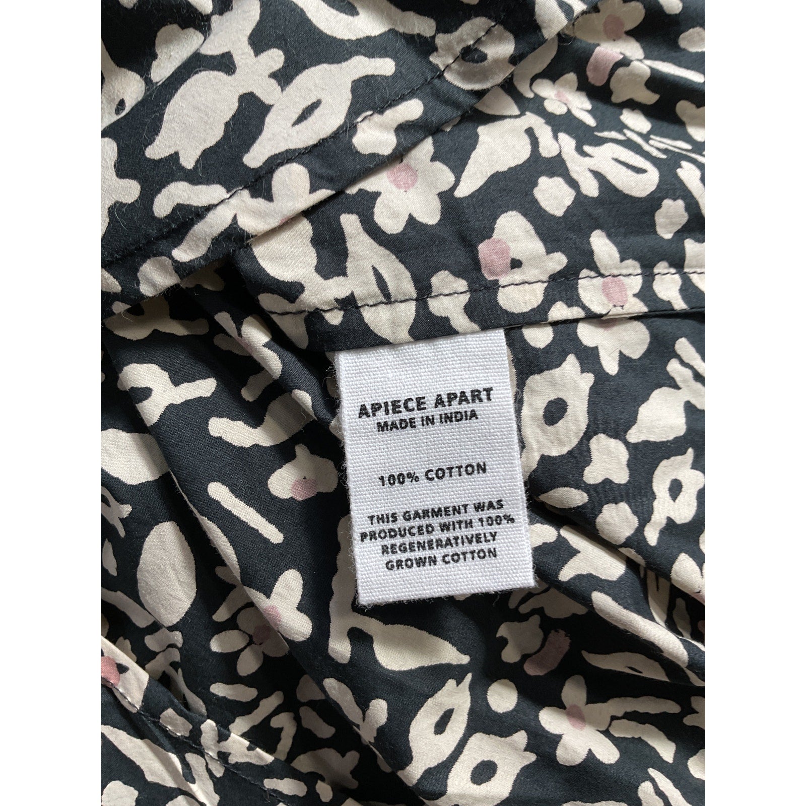 Apiece Apart 'Los Altos' Black Floral Print Top Size S