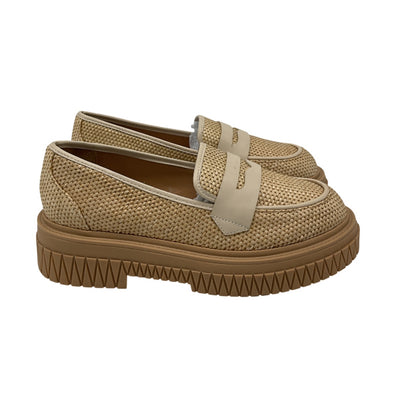Schutz Woven Beige Viola Weekend Loafers Size 8