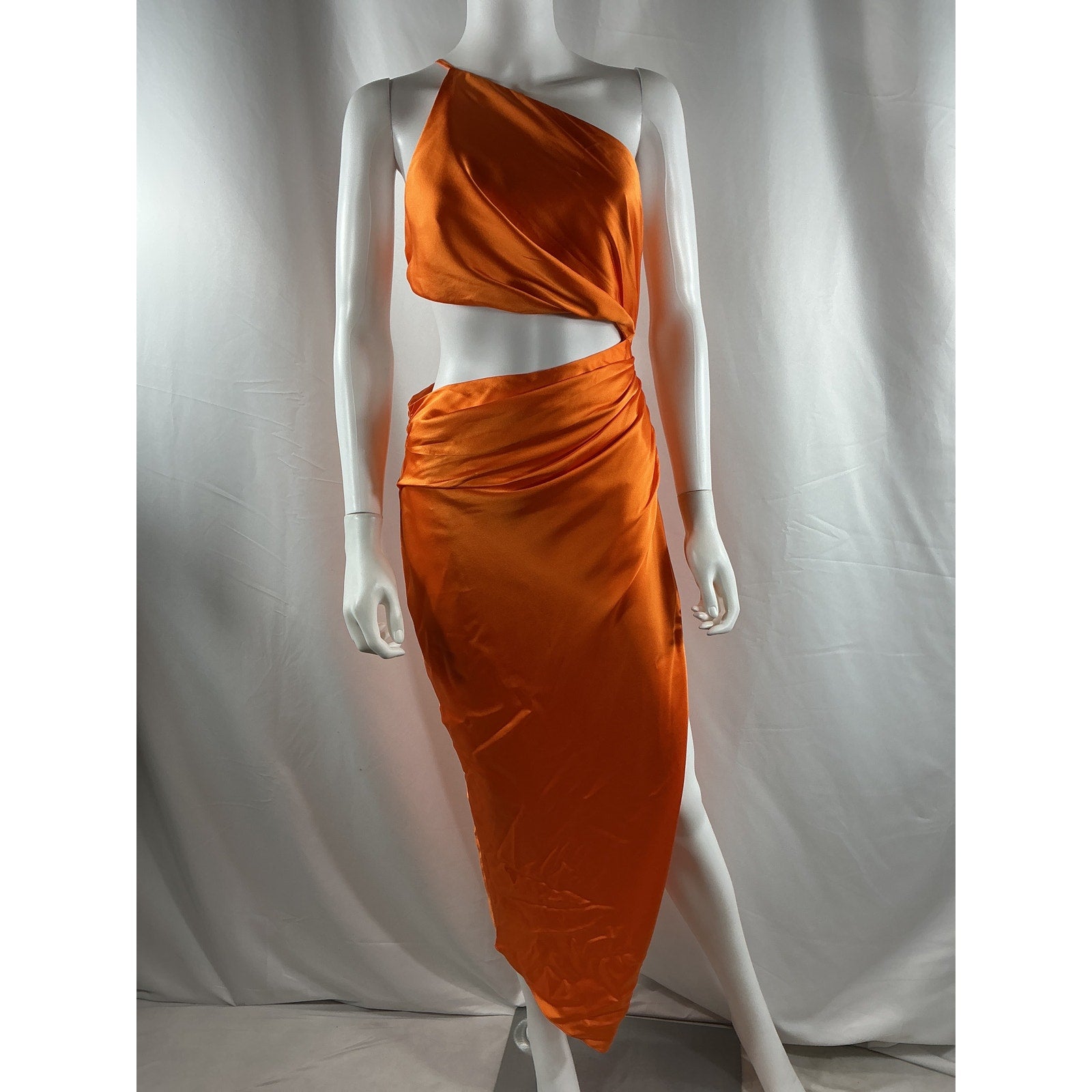 The Sei One Shoulder Orange Silk Cut Out Dress Size 4