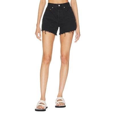 Grlfrnd Distressed Black Celina Denim Shorts Size 26