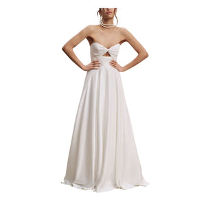 Jenny By Jenny Yoo White Rayon Lindsey Strapless Sweetheart A-Line Wedding Gown Size 6