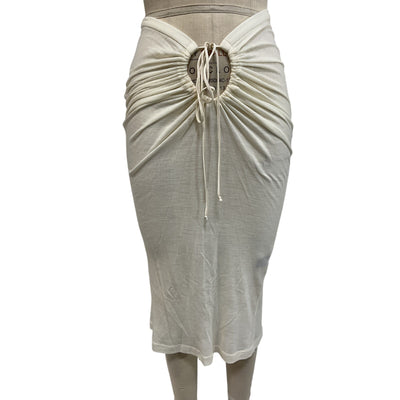 Laquan Smith Ruched Ivory Waist-Tie Pencil Skirt Size XS NWT