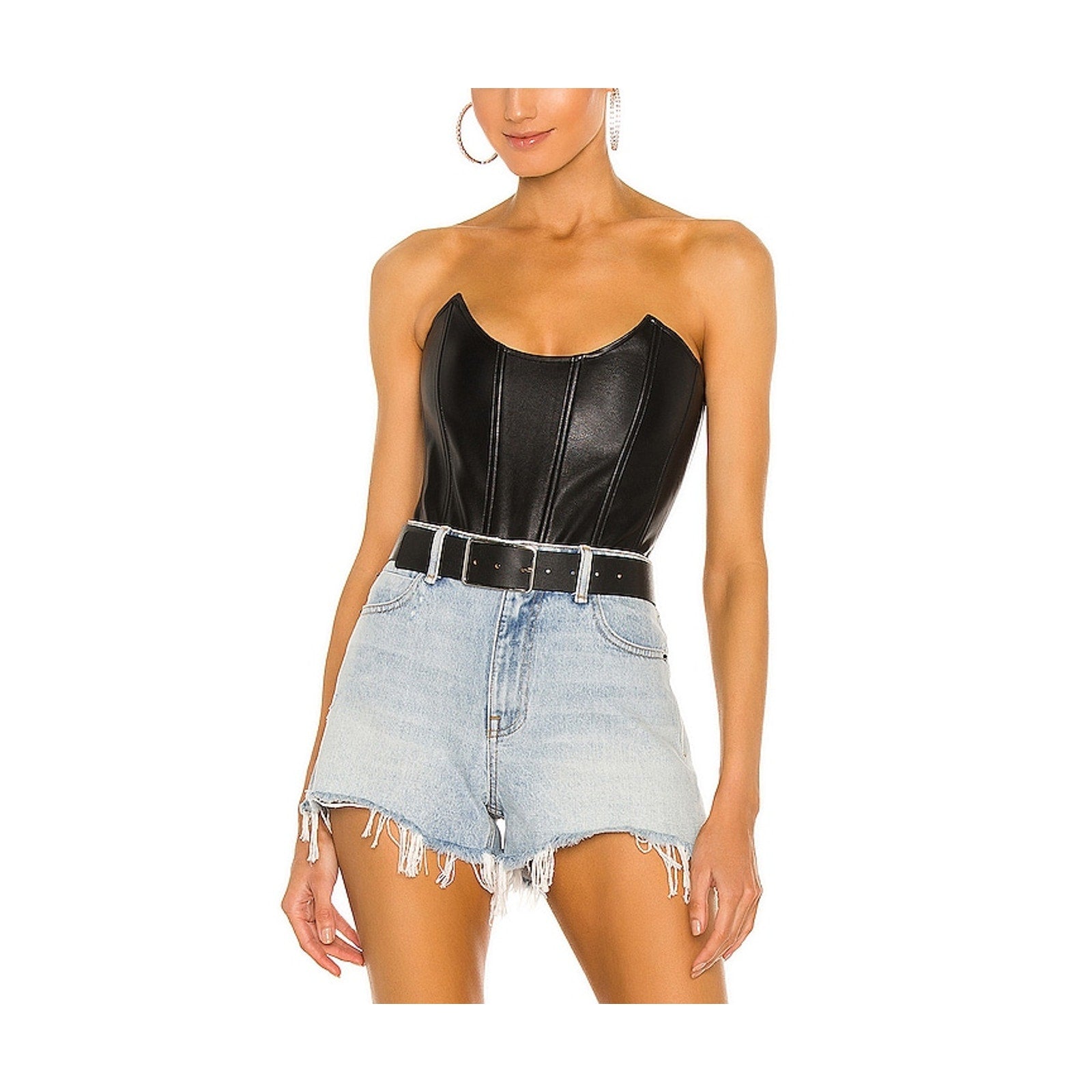 Miaou 'Leia' Black Faux Leather Corset Size L