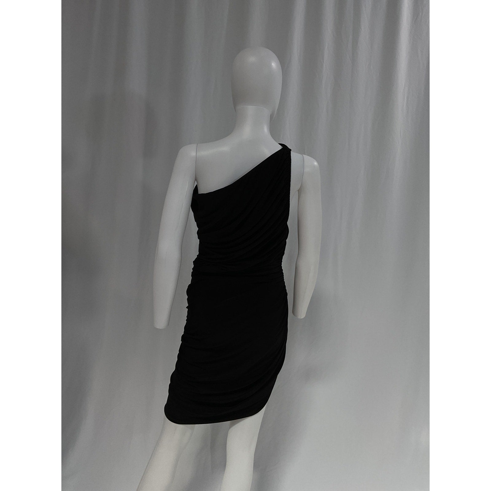 Norma Kamali 'Diana' Black One Shoulder Mini Dress Size M