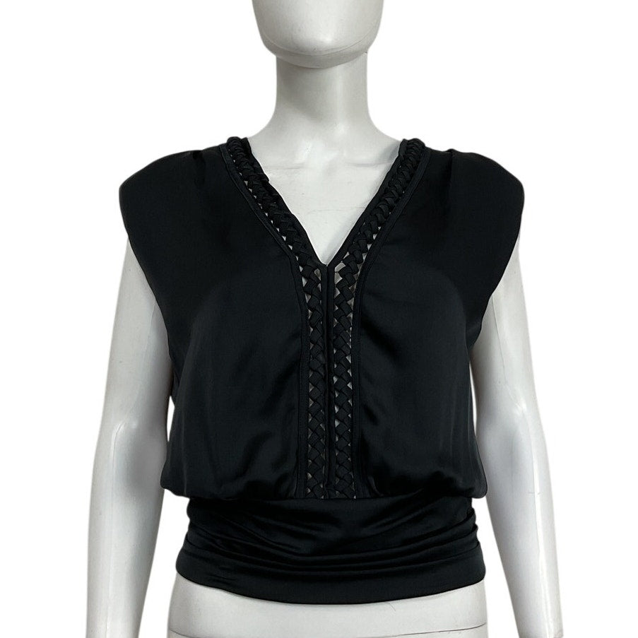 Ramy Brook Sleek Black Peyton V-Neck Tank Top Size M