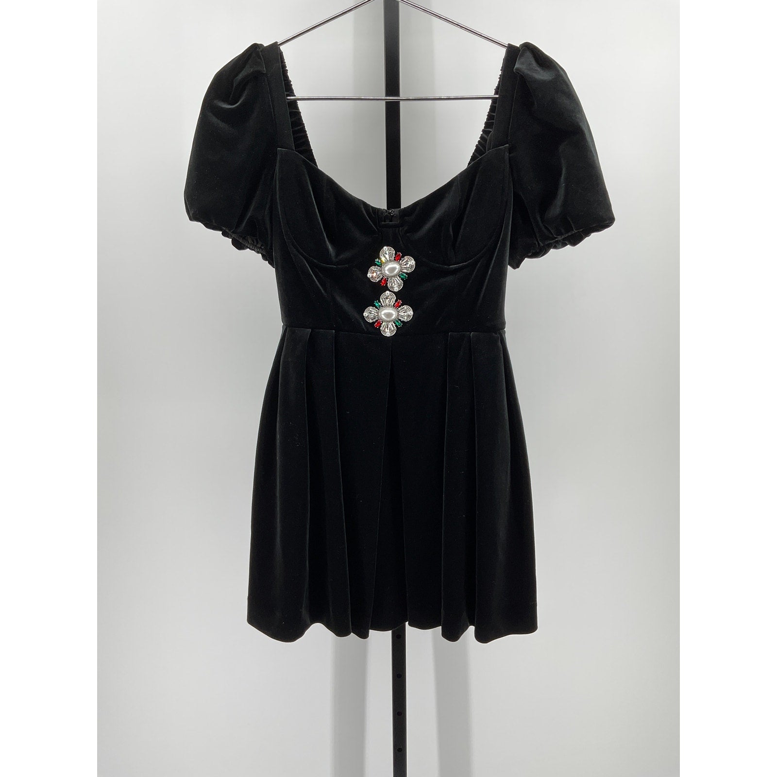 Self-Portrait 'Sweetheart' Black Polyester Mini Dress Size 4