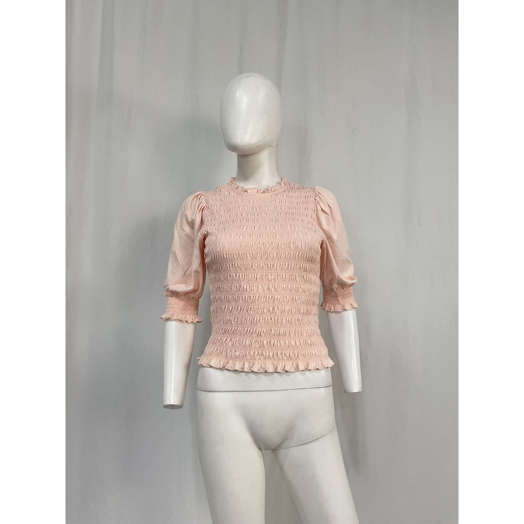 Veronica Beard 'Langston' Pink Cotton Smocked Top Size XS