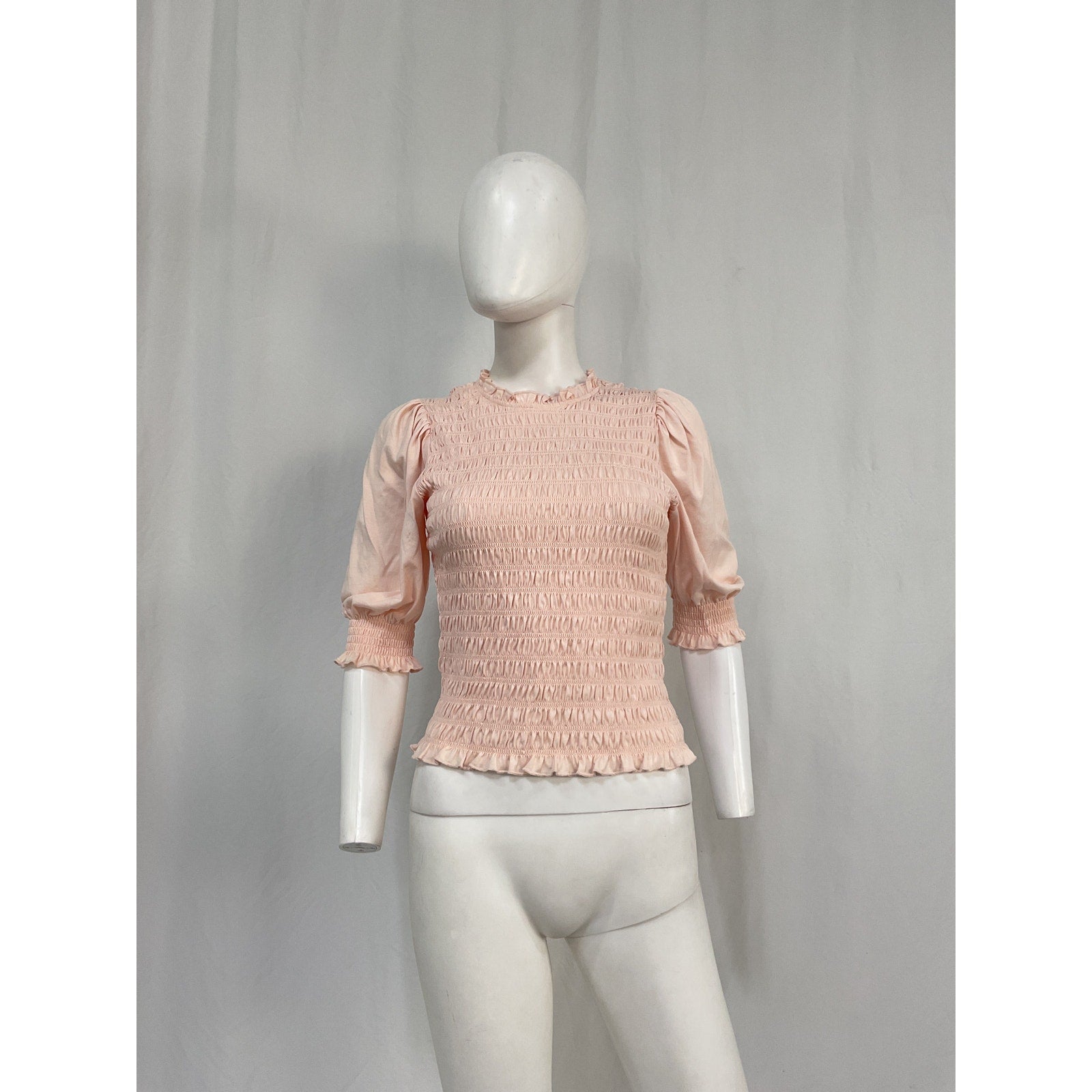 Veronica Beard 'Langston' Pink Cotton Smocked Top Size XS
