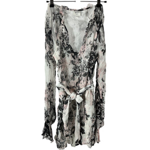 Hemant And Nandita Ruffled White Floral Multi Roos Romper Size S