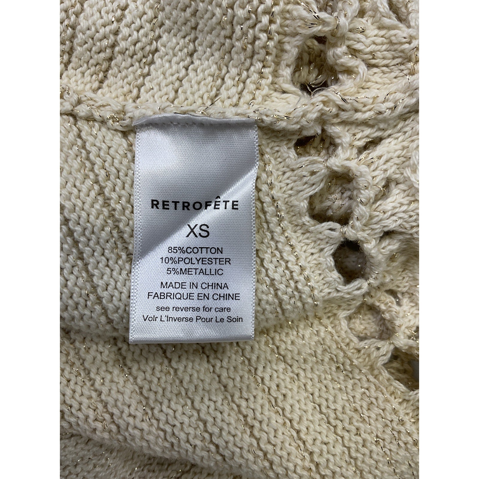 Retrofete 'Nico' White Cotton Cardigan Size XS