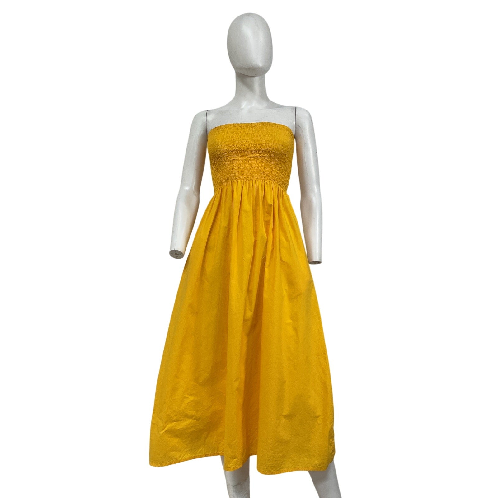 Faithfull The Brand 'Madella' Yellow Cotton Midi Dress Size M