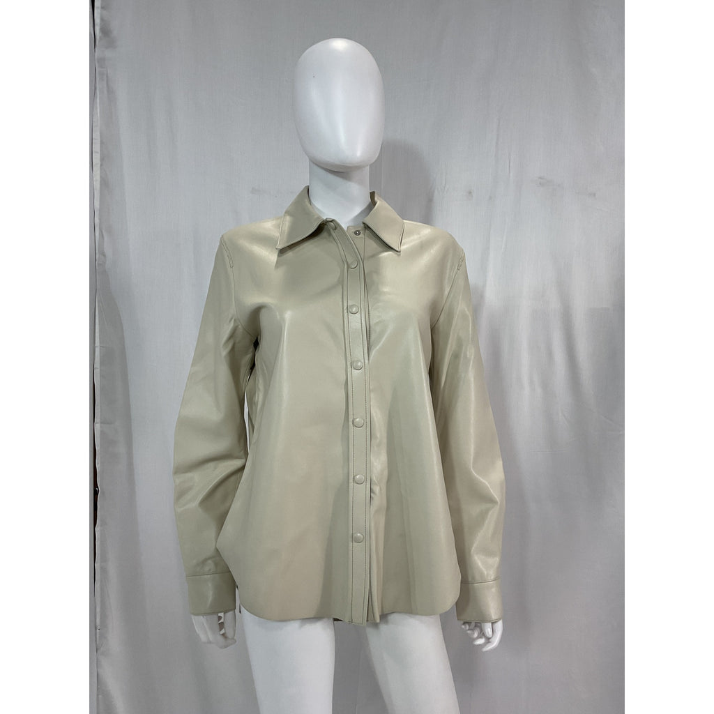 Agolde 'Calla' White Vegan Leather Shirt Size S