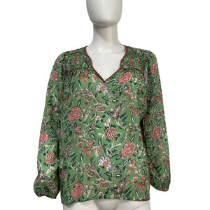 Xirena Floral Green Emryn Blouse Size S