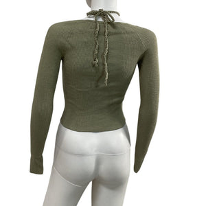 House Of Harlow 1960 Ribbed Light Sage Vella O-Ring Halter Top Size S