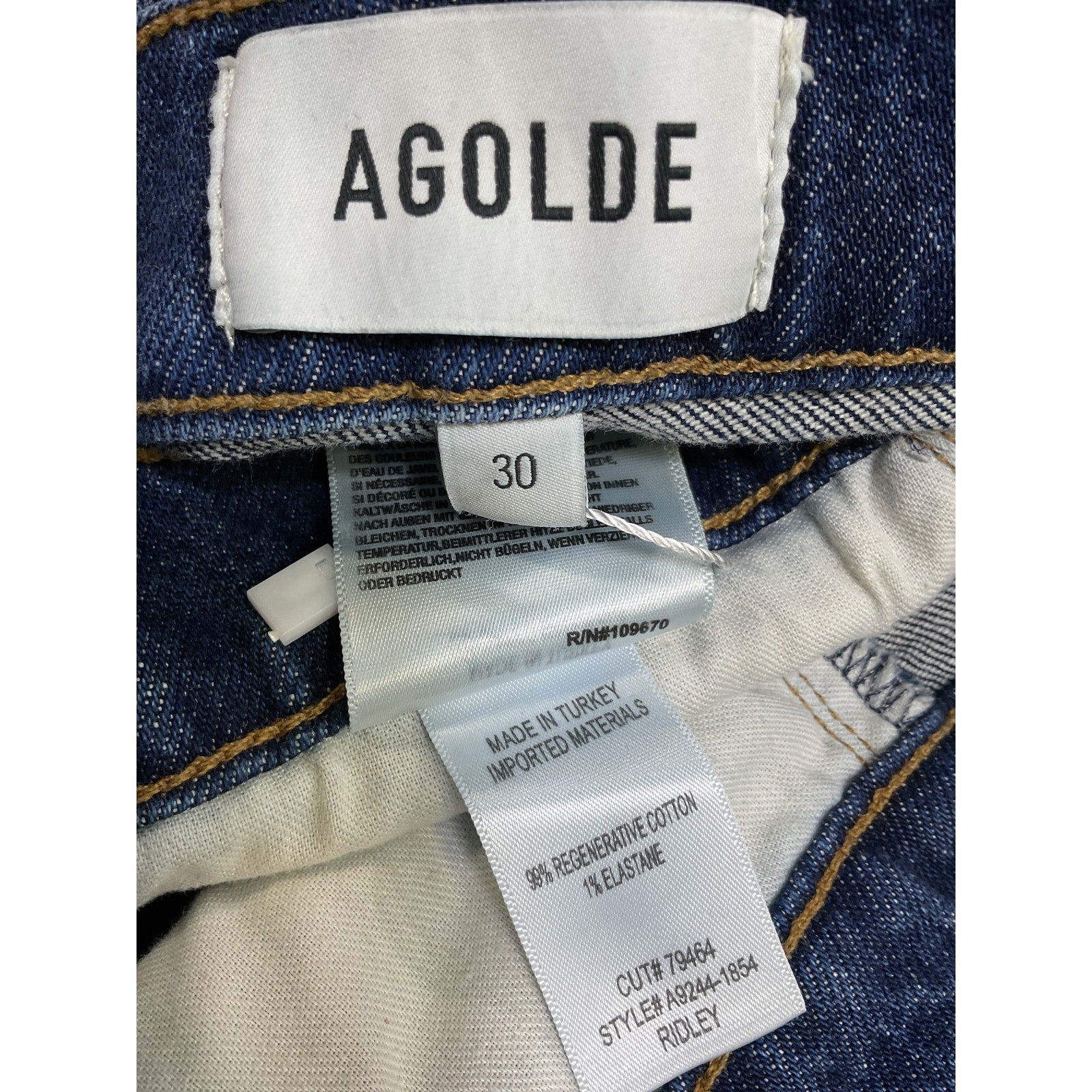 Agolde 'Ridley' Blue Cotton Short Size 30