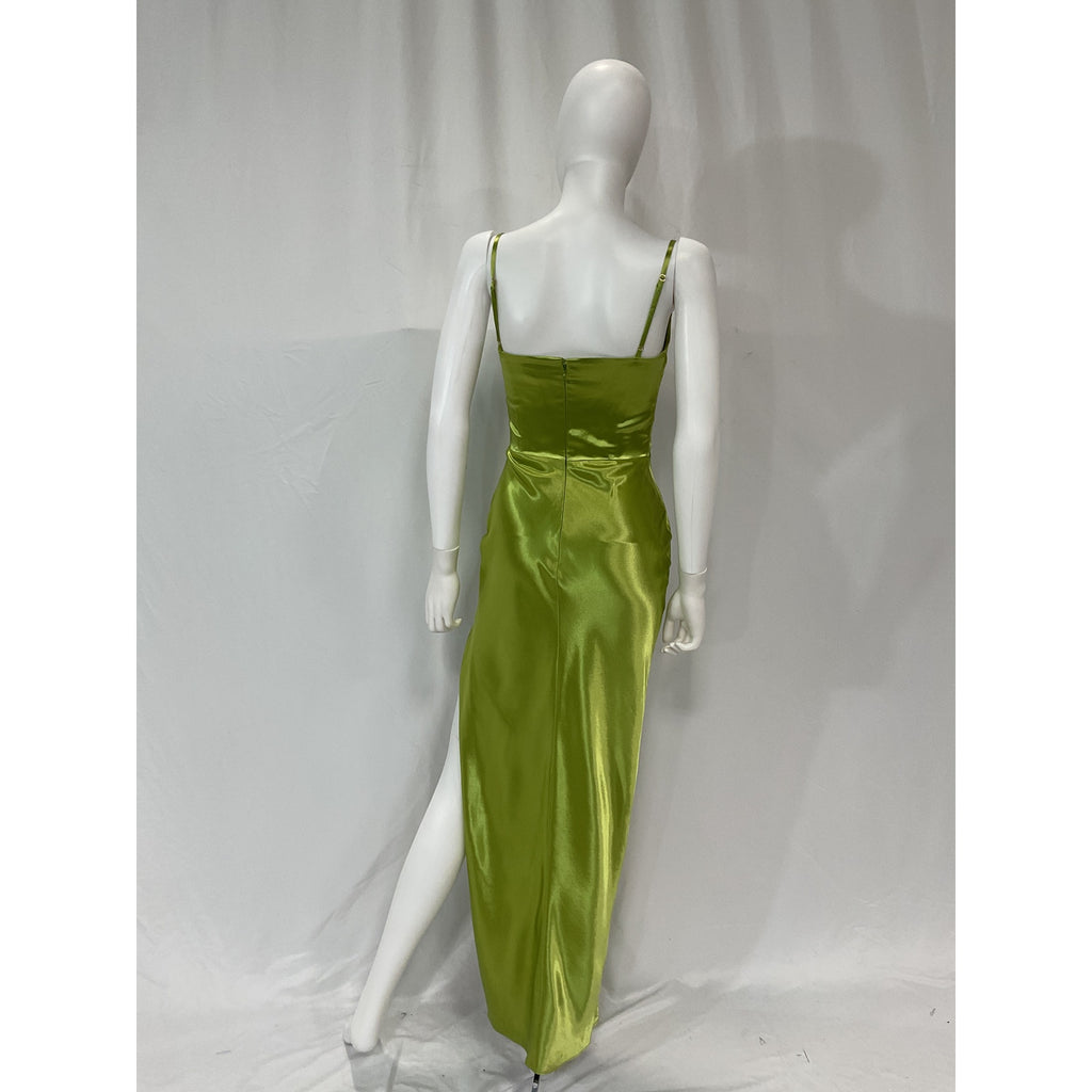 Nicholas 'Ariah' Green Satin Cowl Draped Midi Dress Size 2