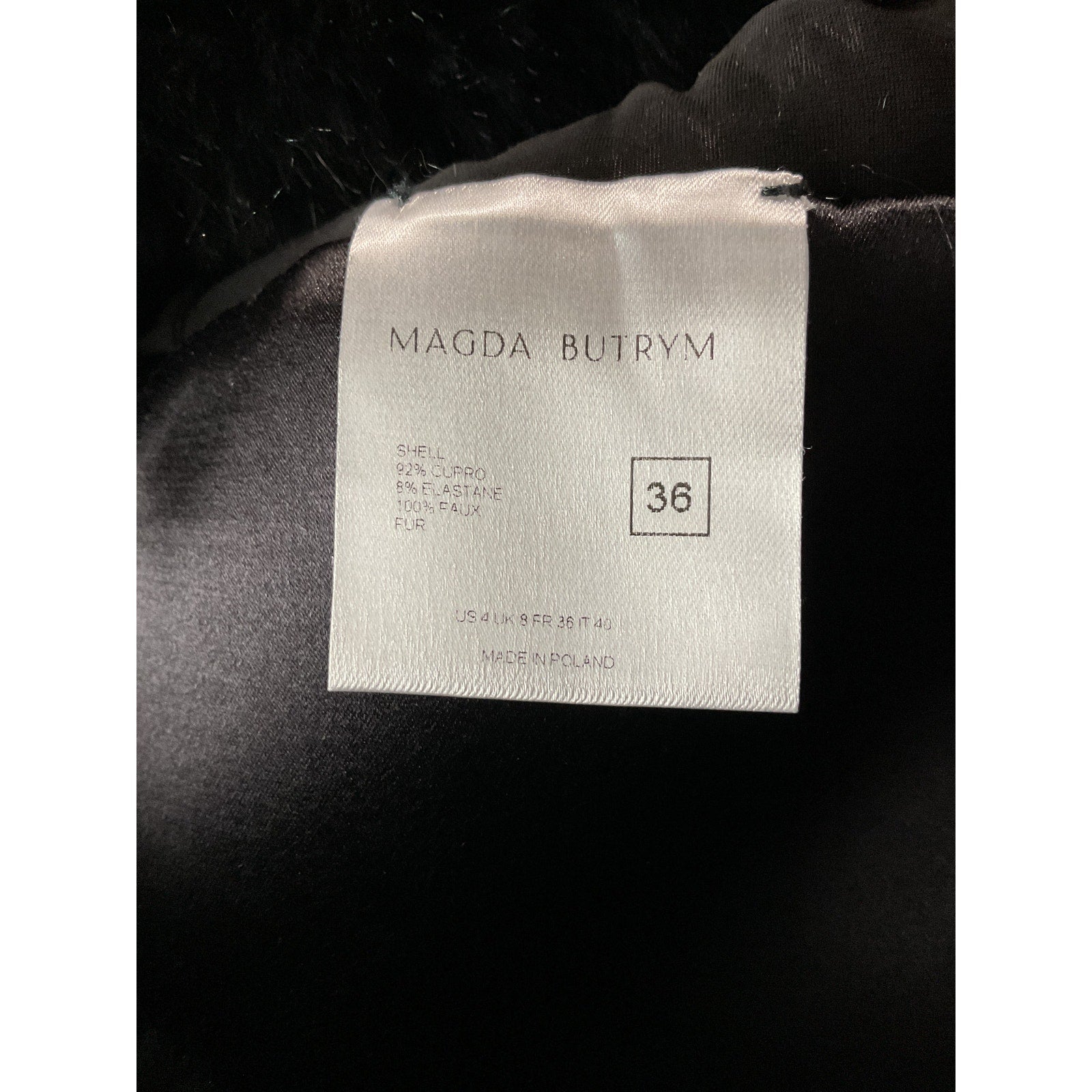 Magda Butrym Long Sleeve Black Cupro Mini Dress Size 4