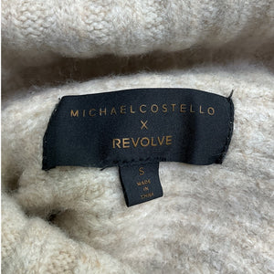 Michael Costello Ribbed Neutral Cream Safia Turtleneck Sweater Size S