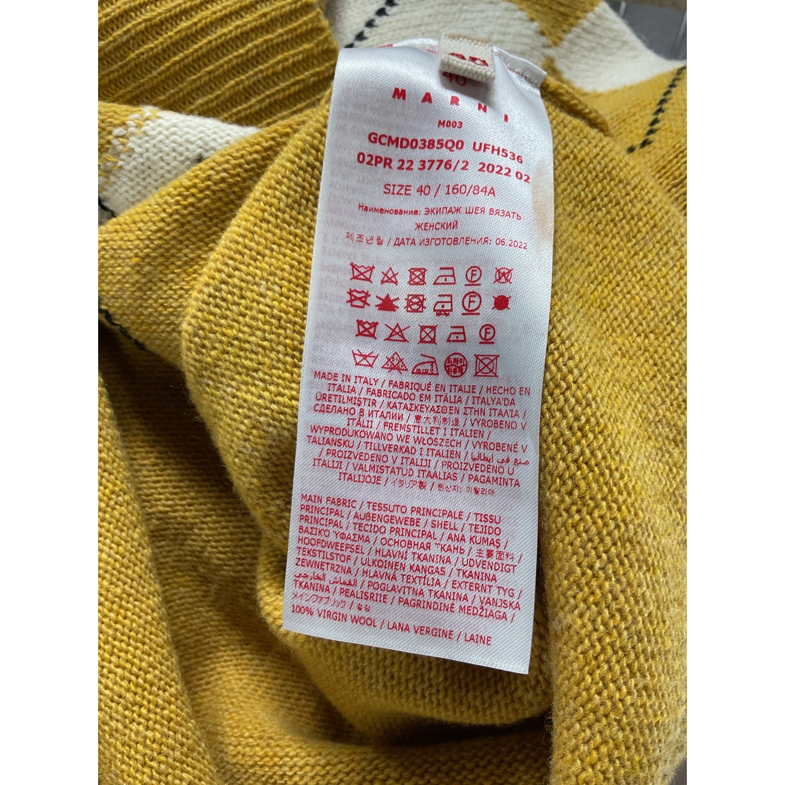 Marni 'Crew' Pink Neck Logo Sweater Size 40