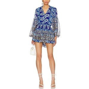 Misa Los Angeles Ruffled Lapis Ombre Elisabetta Mini Dress Size M