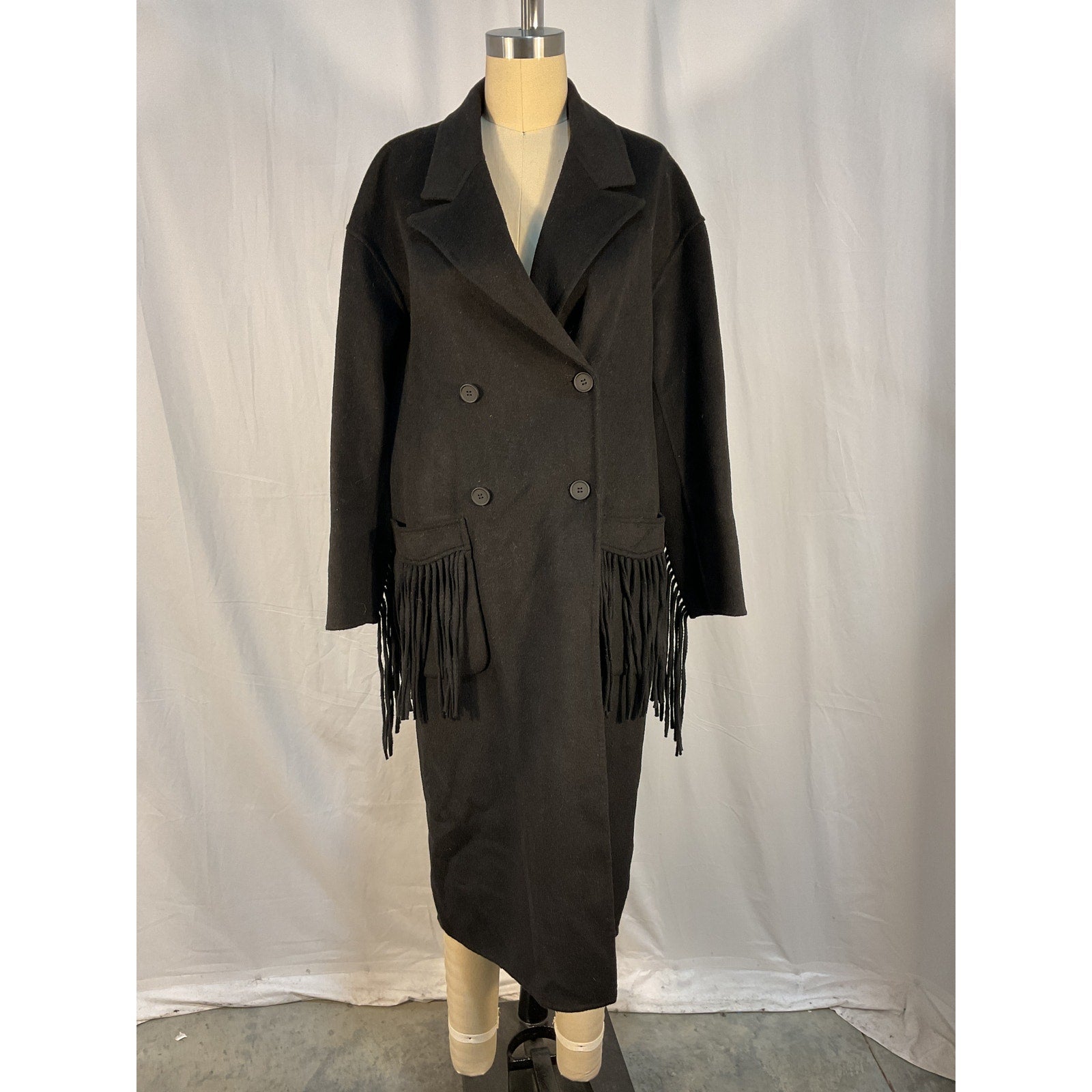 Allsaints 'Freya' Black Wool Blend Coat Size 2