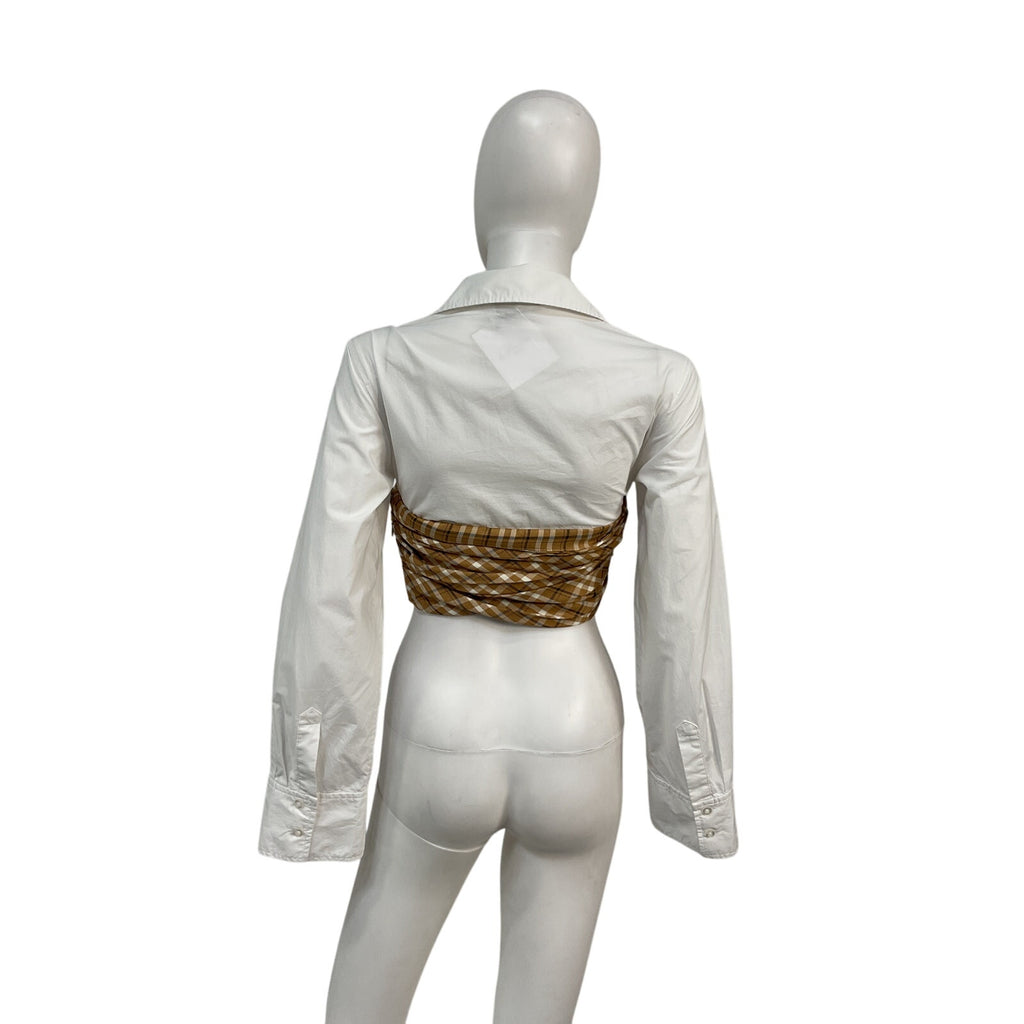L'Academie 'Triska' White Cotton Twofer Top Size XS