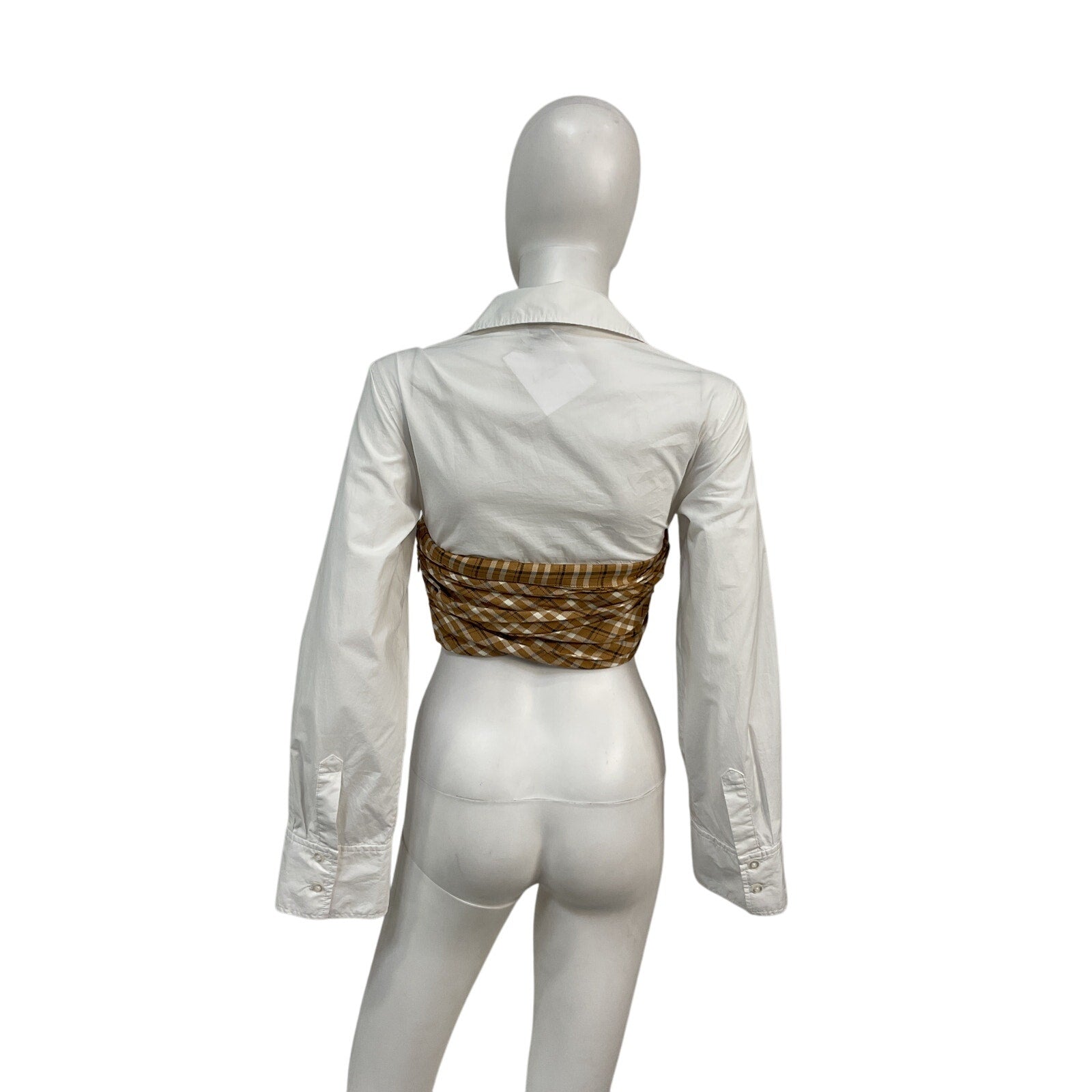 L'Academie 'Triska' White Cotton Twofer Top Size XS