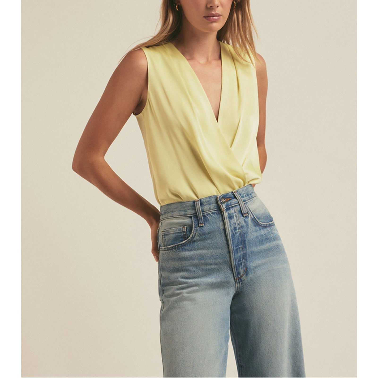 Favorite Daughter Yellow Polyester The Sleeveless Date Blouse Size XS - NWT