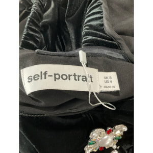 Self-Portrait Velvet Black Sweetheart Mini Dress Size US 4 / UK 8