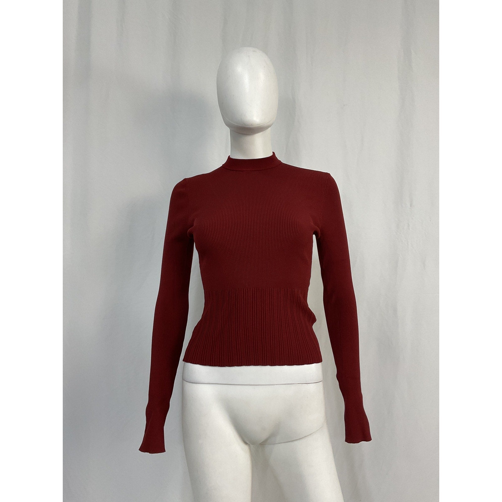 Proenza Schouler Red Viscose Long Sleeve Knit Top Size M