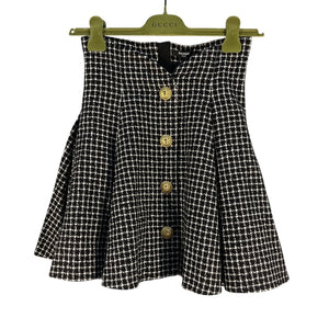 Balmain Button-Embellished Black Vichy Mini Skirt Size 36 FR / US 4