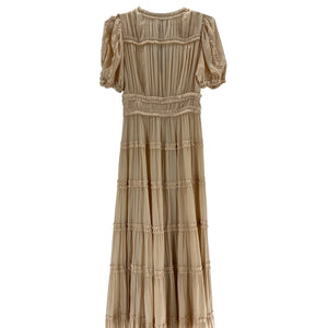 Ulla Johnson Tiered Beige Rose Dress Size 2