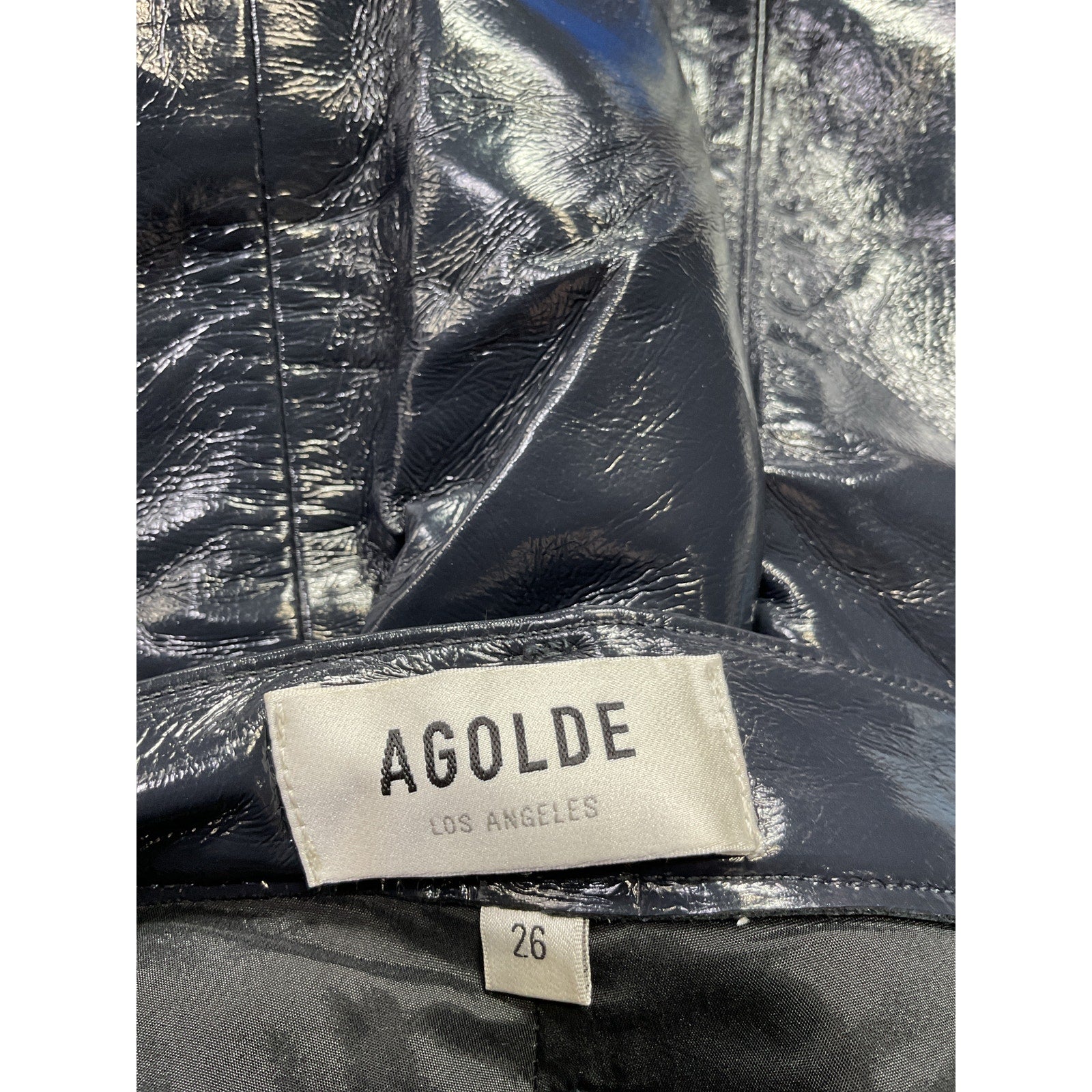 Agolde 90S Pinch Waist Black Leather Recycled Leather Pants Size 26