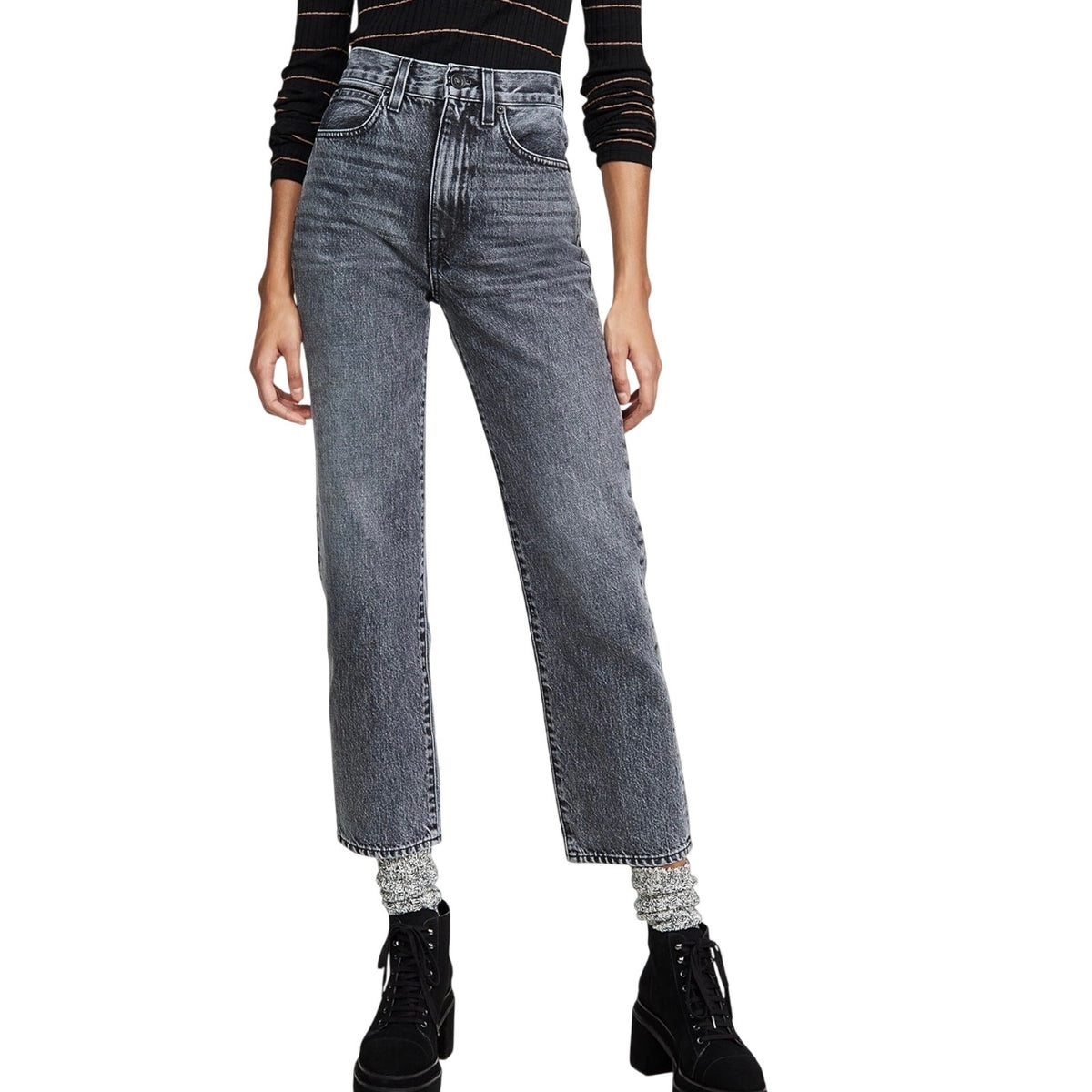 Slvrlake High Rise Gray London Crop Denim Jeans Size 26