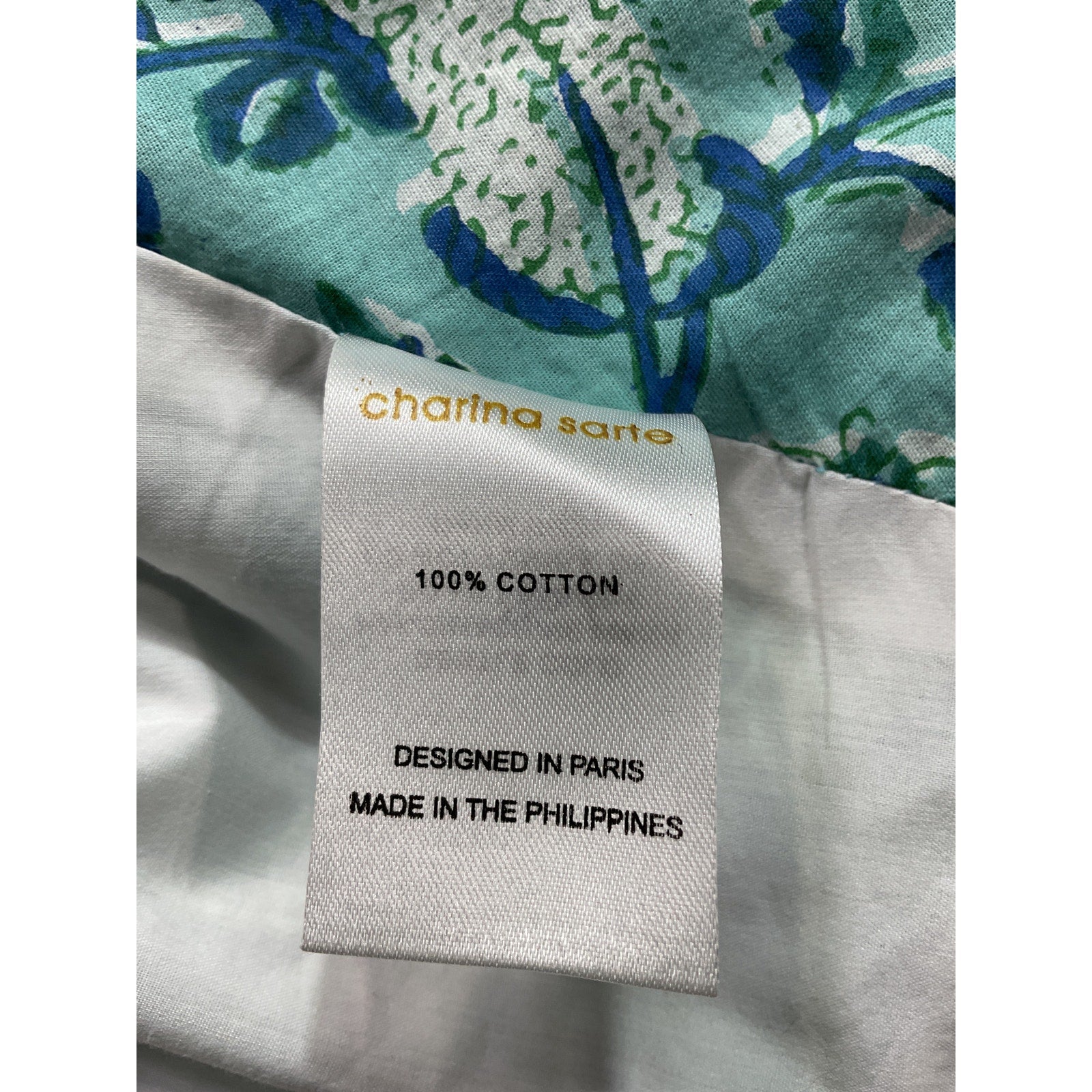 Charina Sarte 'Alexa Batik' Green Tie-Front Blouse Size S