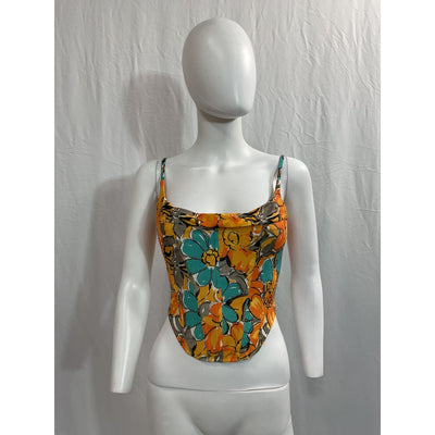 Miaou V Corset Orange Crepe Top Size S