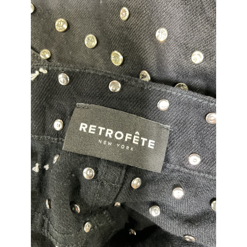 Retrofete 'Angel' Black Denim Crystal Embellished Jean Short Size 27 - NWT