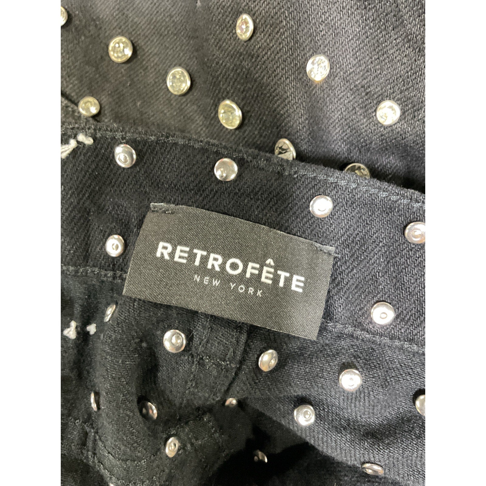 Retrofete 'Angel' Black Denim Crystal Embellished Jean Short Size 27 - NWT