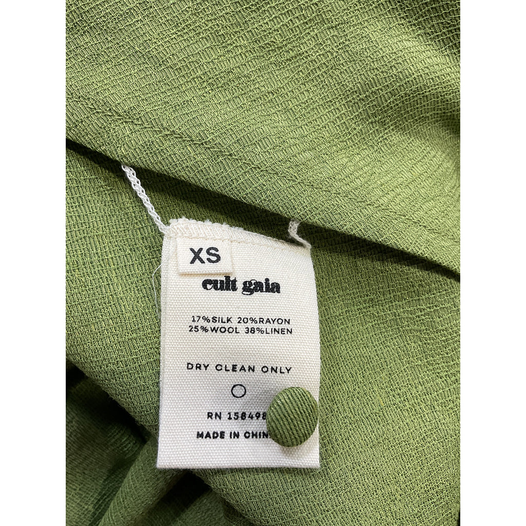 Cult Gaia 'Willow' Green Linen Dress Size XS